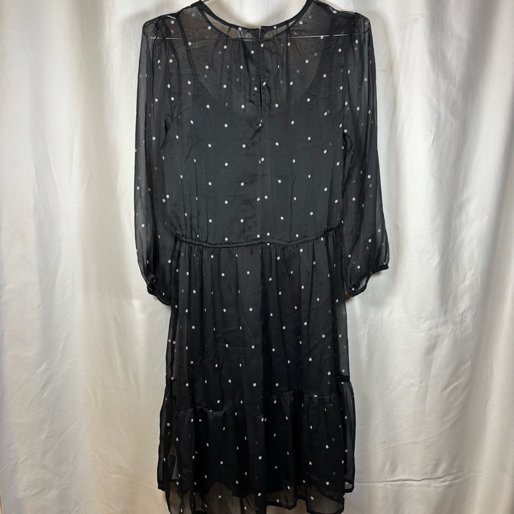 NWT Old Navy Dress Black White Stars Chiffon Lined Midi Women’s Size Small - Picture 7 of 11